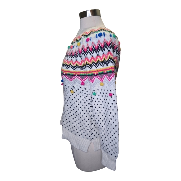 Talbots Women Sweater Pom Pom Crew Neck Petite Small Button Back - Picture 4 of 12